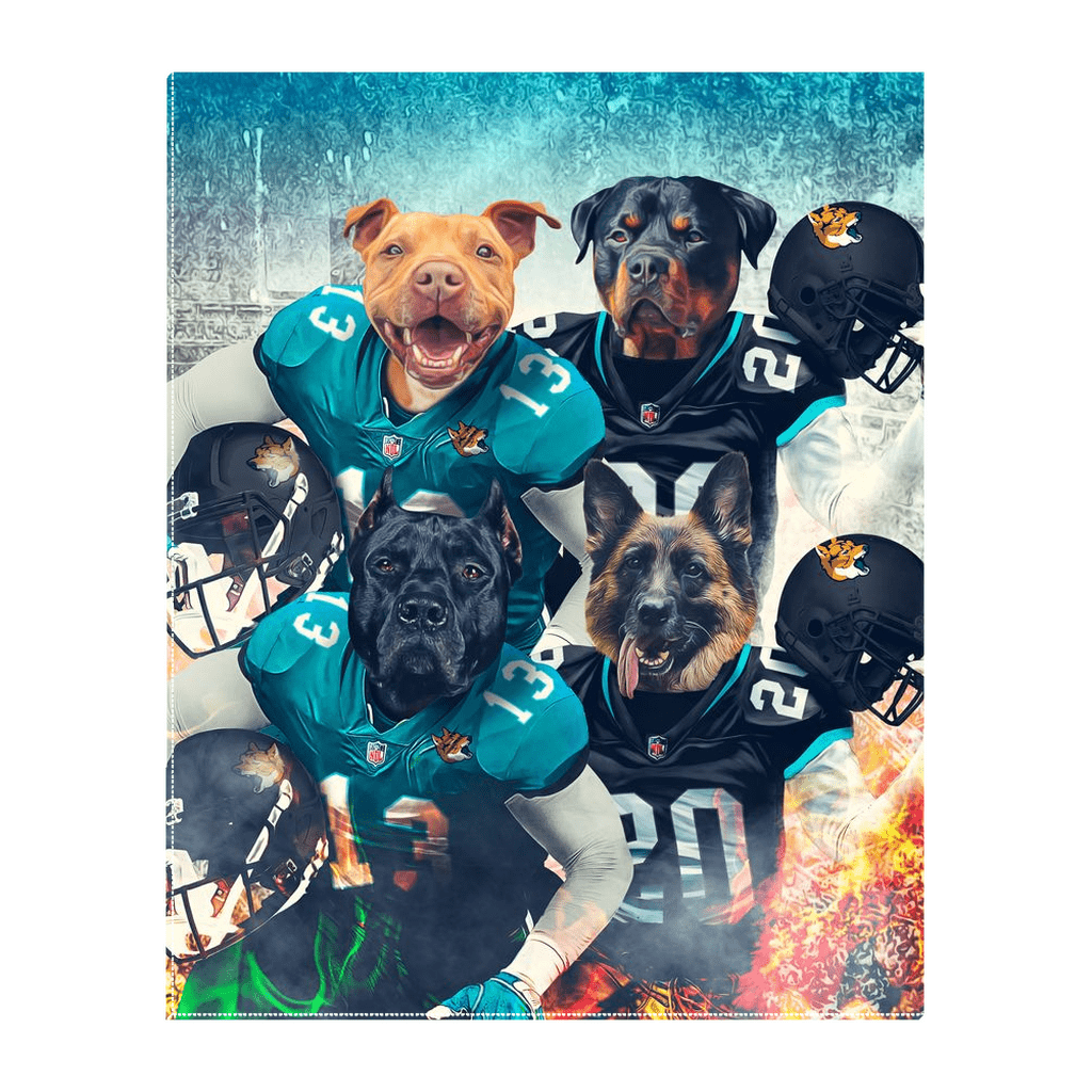 Lienzo personalizado para 4 mascotas de pie &#39;Jacksonville Doggos&#39;