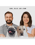 Mini retrato personalizado moderno de 2 mascotas y humanos