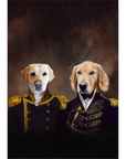 El Almirante y el Capitán: Mini retrato personalizado para 2 mascotas