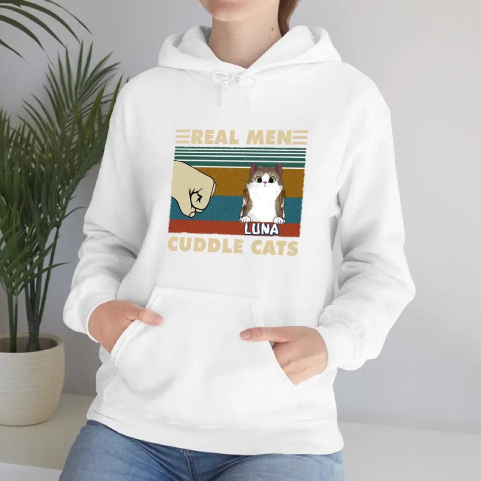 Real Men Cuddle Cats - Sudadera con capucha