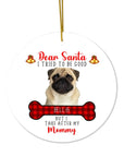 Adorno navideño personalizado con foto de cerámica, forma redonda, personalizado, Dear Santa 