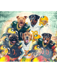 Lienzo personalizado de 5 mascotas de pie 'Green Bay Doggos'