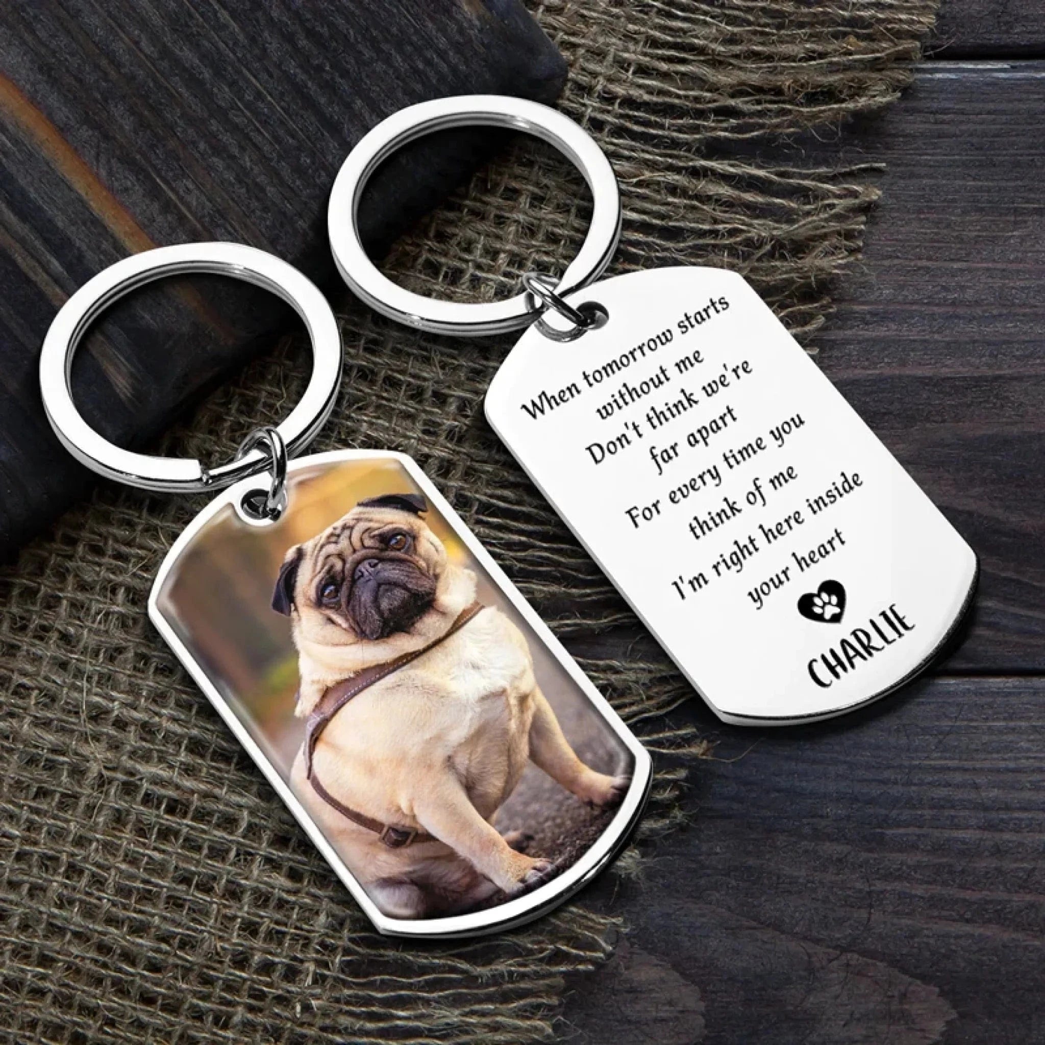 Personalized Pet Memorial Keychain Spanish – Custom Photo &amp; Name Engraved Keepsake, Pet Loss Sympathy Gift for Dog or Cat Owners