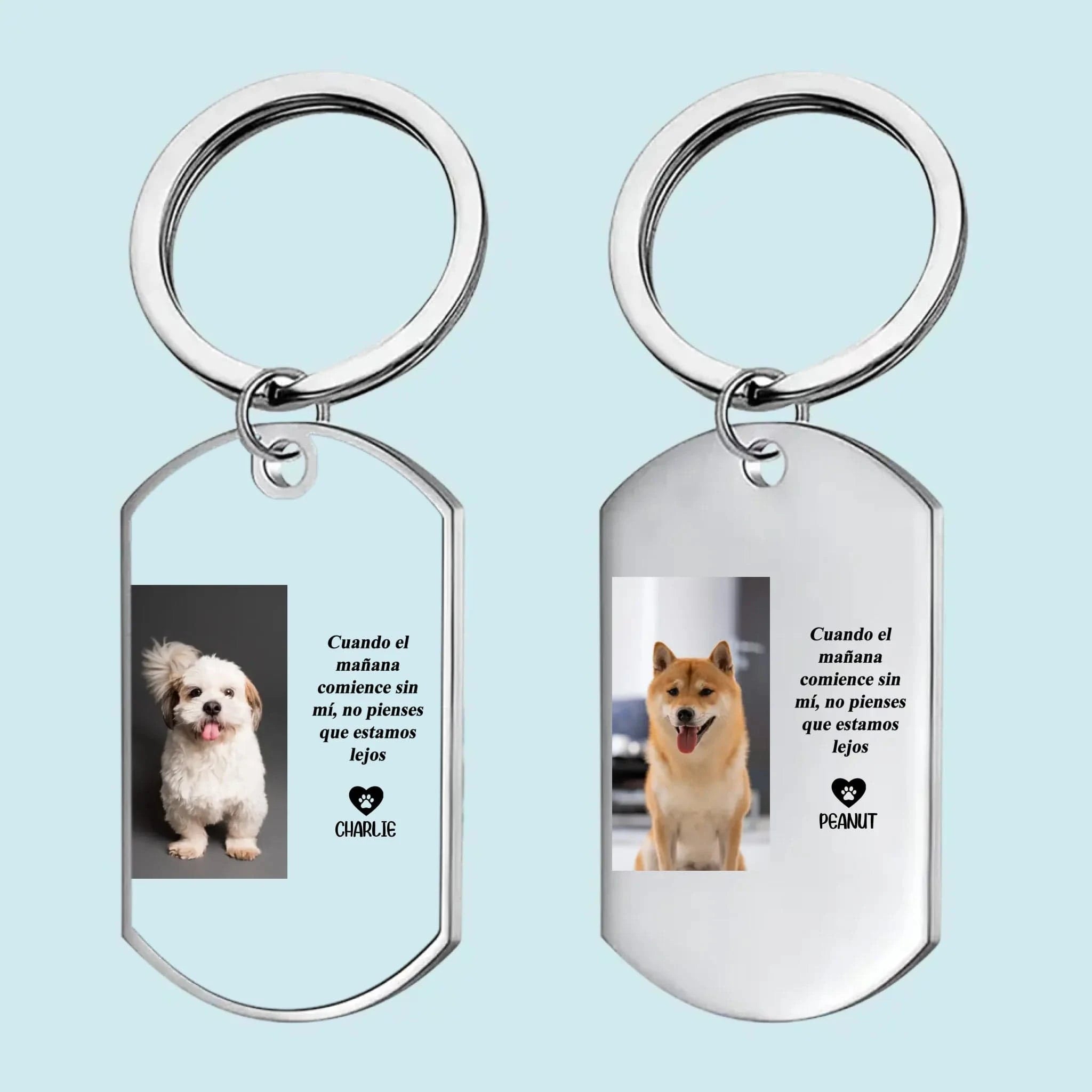 Personalized Pet Memorial Keychain Spanish – Custom Photo &amp; Name Engraved Keepsake, Pet Loss Sympathy Gift for Dog or Cat Owners