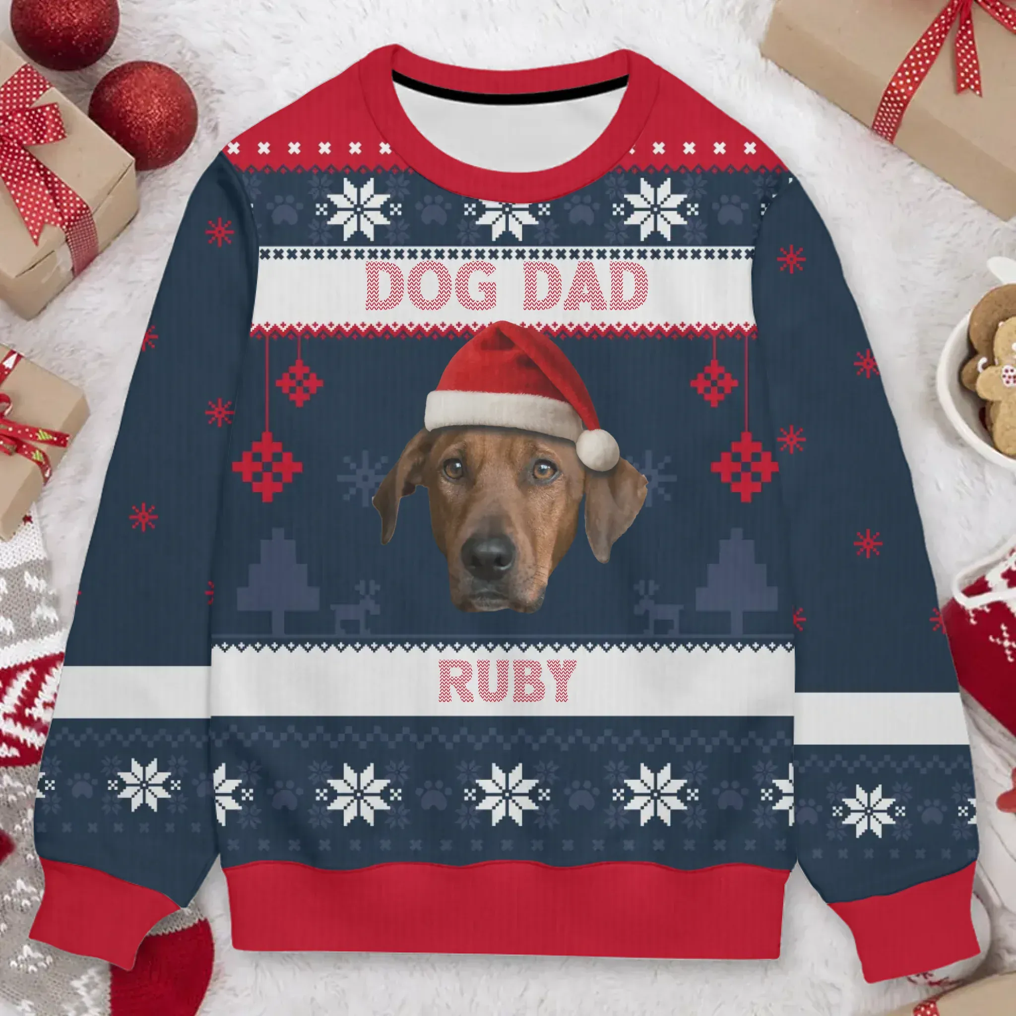Live Customization Ugly Christmas Sweater: 1-6 Dogs/Cats, Custom Text!
