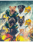 Manta personalizada para 4 mascotas "Green Bay Doggos"