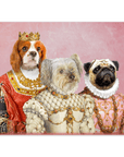 Mini retrato personalizado de tres mascotas 'The Royal Ladies'