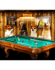 Mini retrato personalizado de 4 mascotas de 'The Pool Players'