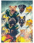 Manta personalizada para 4 mascotas "Green Bay Doggos"