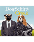 Mini retrato personalizado de dos mascotas 'DogSchitt's Creek'