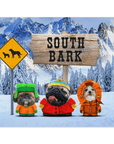 Mini retrato personalizado de 3 mascotas 'South Bark'