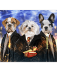 Mini retrato personalizado de tres mascotas 'Harry Doggers 3'