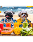 Mini retrato personalizado de dos mascotas 'The Beach Dogs'