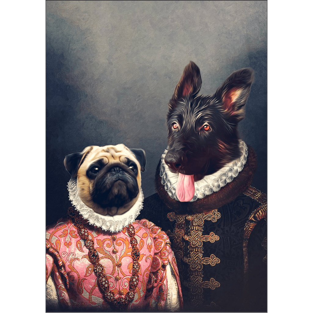 Duque y archiduquesa: mini retrato personalizado para dos mascotas