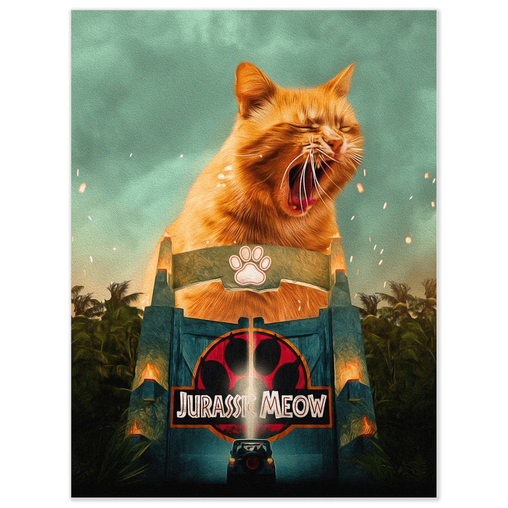 Mini retrato de mascota personalizado &#39;Jurassic Meow&#39;