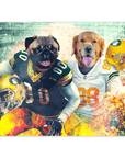 Mini retrato personalizado de dos mascotas 'Green Bay Doggos'