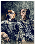 Mini retrato personalizado para dos mascotas de 'Los veteranos del ejército'