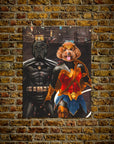 Mini retrato personalizado de dos mascotas 'Batdog y Wonder Doggette'