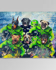 Manta personalizada para 6 mascotas "Seattle Doggos"