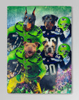 Manta personalizada para 4 mascotas "Seattle Doggos"