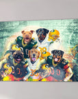 Lienzo personalizado para 5 mascotas 'Green Bay Doggos'