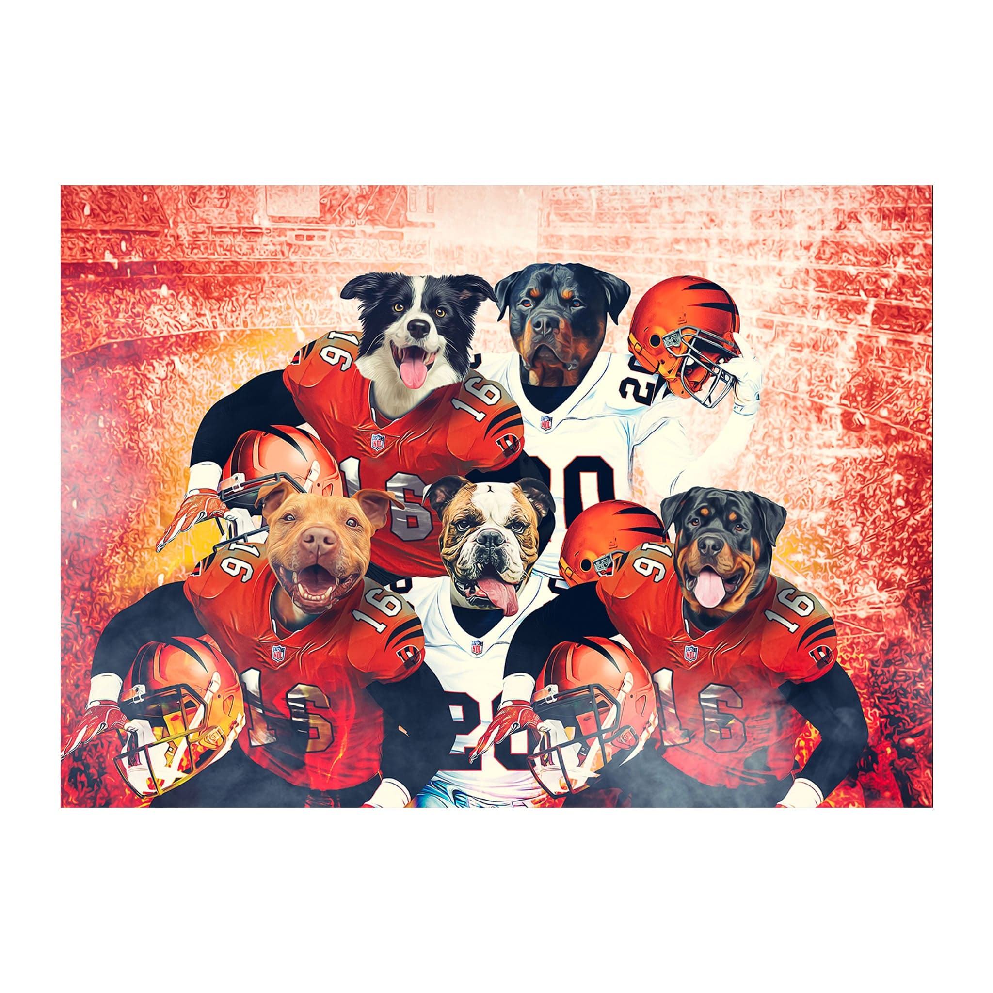 Retrato digital de cinco mascotas de Cincinnati Doggos