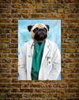 Mini retrato de perro personalizado 'El Doctor'