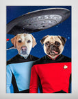 'Doggo-Trek' Mini retrato personalizado para 2 mascotas