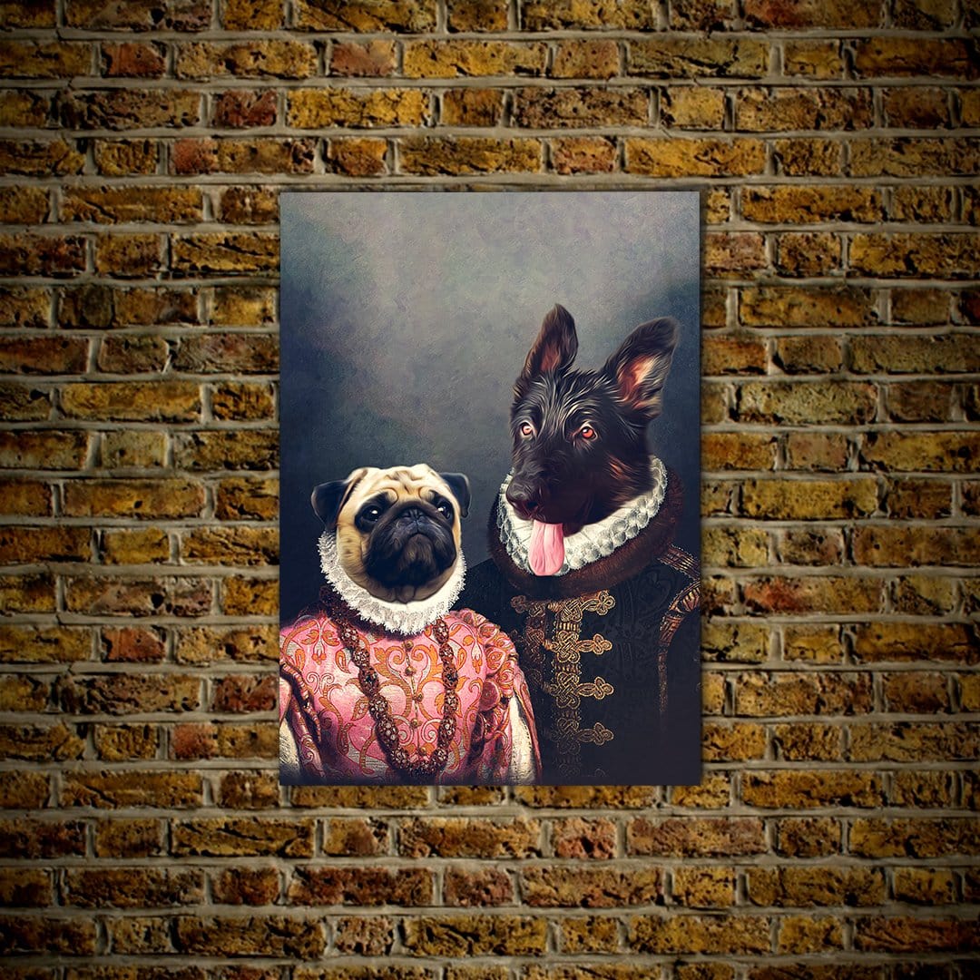 Duque y archiduquesa: mini retrato personalizado para dos mascotas