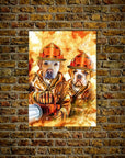 Mini retrato personalizado para dos mascotas de 'Los bomberos'