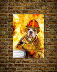 Mini retrato de perro personalizado 'El bombero'