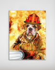 Mini retrato de perro personalizado 'El bombero'