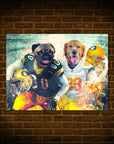 Mini retrato personalizado de dos mascotas 'Green Bay Doggos'