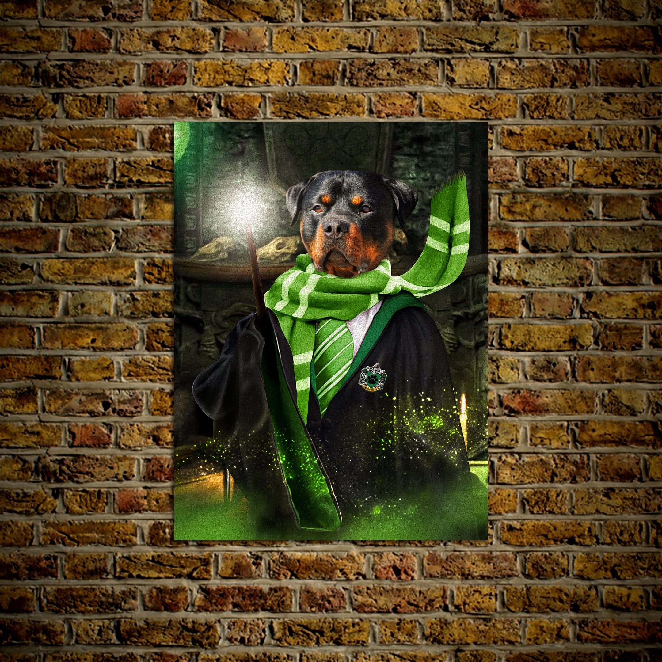 Mini retrato de mascota personalizado &#39;Harry Dogger (Slytherawr)&#39;