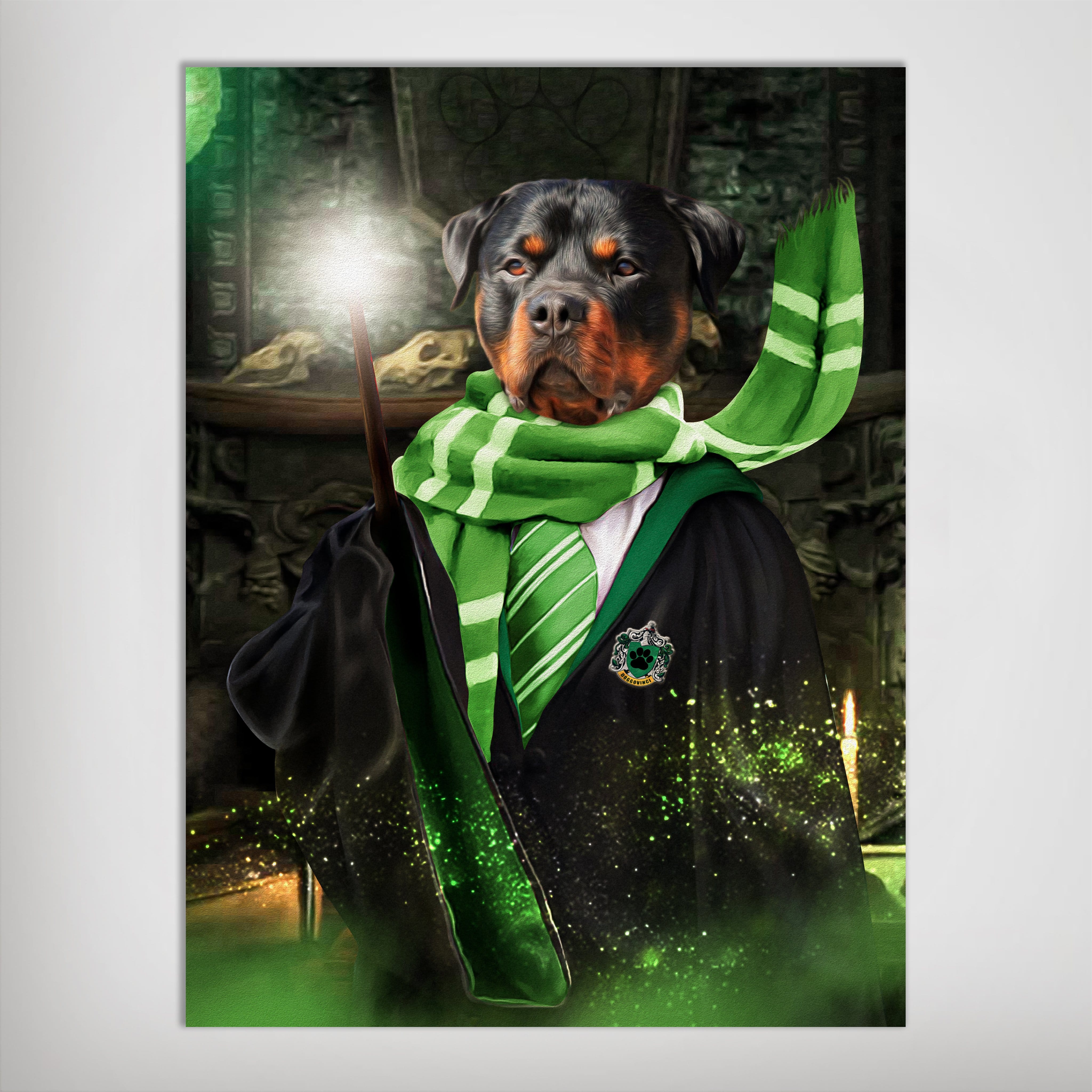 Mini retrato de mascota personalizado &#39;Harry Dogger (Slytherawr)&#39;