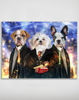 Mini retrato personalizado de tres mascotas 'Harry Doggers 3'