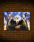 Mini retrato personalizado de tres mascotas 'Harry Doggers 3'