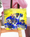 Personalized 5-pet Los Angeles Doggos football team portrait tote bag.