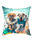 Cojín personalizado para dos mascotas 'Miami Doggos'