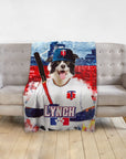 Custom pet portrait blanket featuring a Border Collie in a Minnesota Twins baseball uniform.