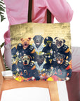Personalized 6-pet tote bag with dogs in Pittsburgh Steelers football uniforms.