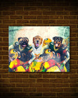 Póster personalizado para 3 mascotas "Green Bay Doggos"