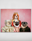 Mini retrato personalizado de 4 mascotas 'The Royal Ladies'