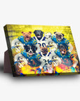 Personalized San Diego Doggos 6-pet standing canvas featuring dogs in football uniforms.