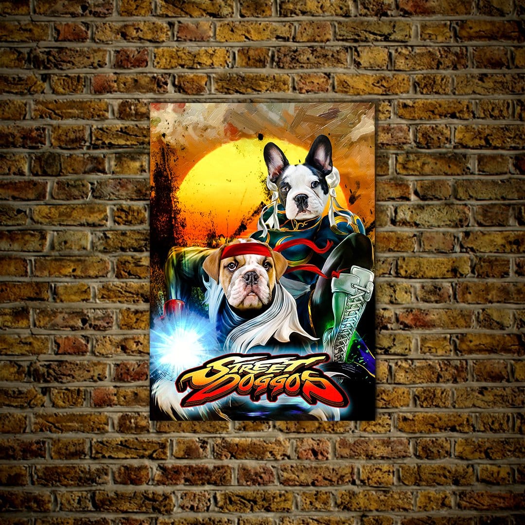 Mini retrato personalizado para dos mascotas &#39;Street Doggos 2&#39;