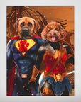 Mini retrato personalizado de dos mascotas 'Superdog &amp; Wonder Doggette'