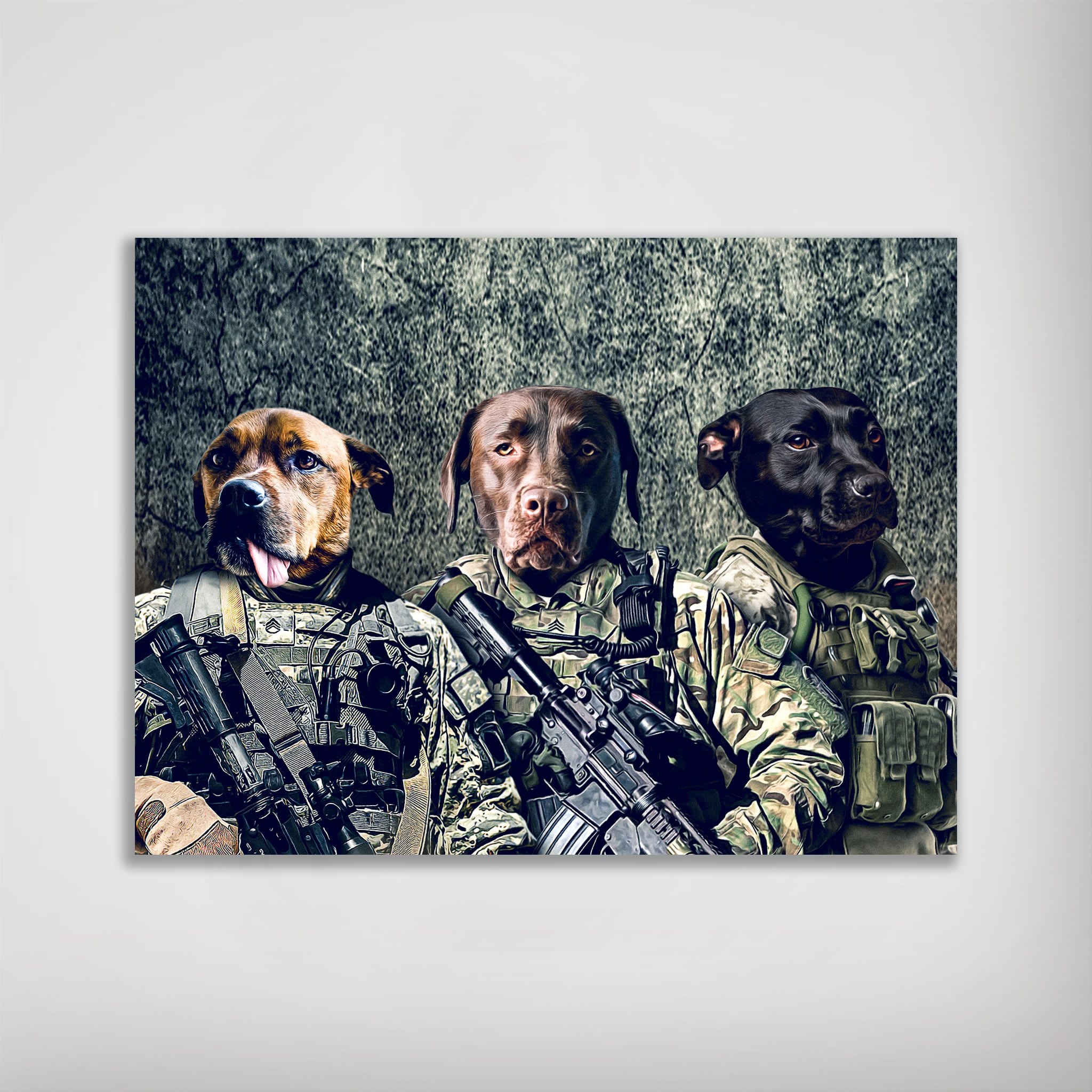 Mini retrato personalizado de 3 mascotas de &#39;Los veteranos del ejército&#39;