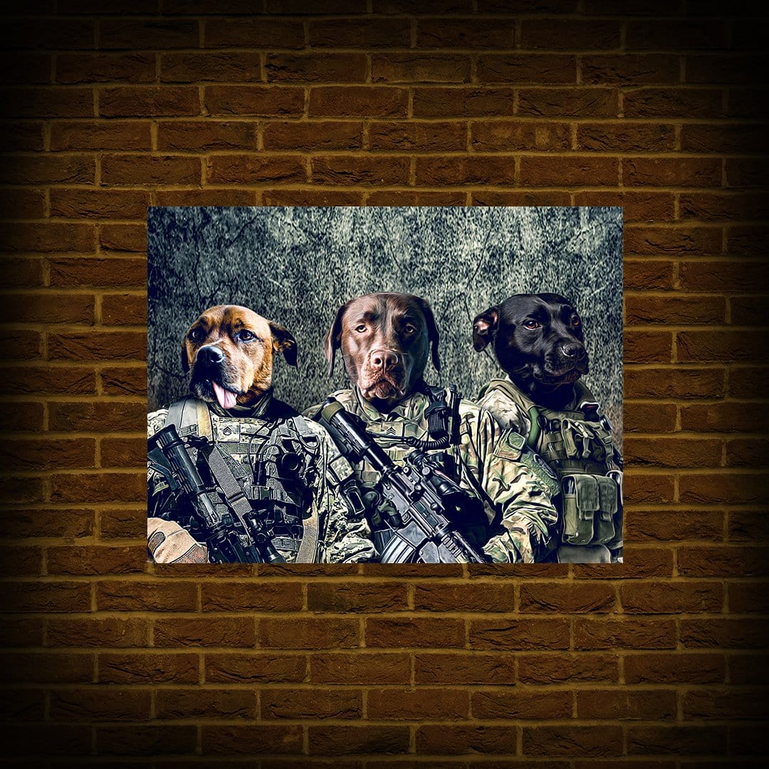 Mini retrato personalizado de 3 mascotas de &#39;Los veteranos del ejército&#39;