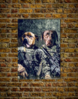 Mini retrato personalizado para dos mascotas de 'Los veteranos del ejército'