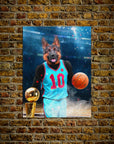 Mini retrato personalizado de mascota 'El jugador de baloncesto'